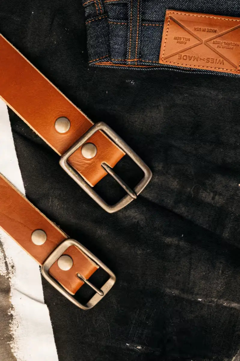 Latigo Belt made from 8oz American Latigo leather with a 1.7” width and solid brass hardware
