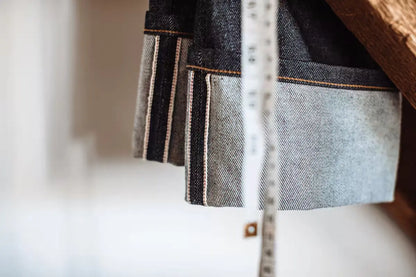 Sidney Fit Jean in raw selvedge denim color, featuring high-rise straight leg design with visible selvedge detailing